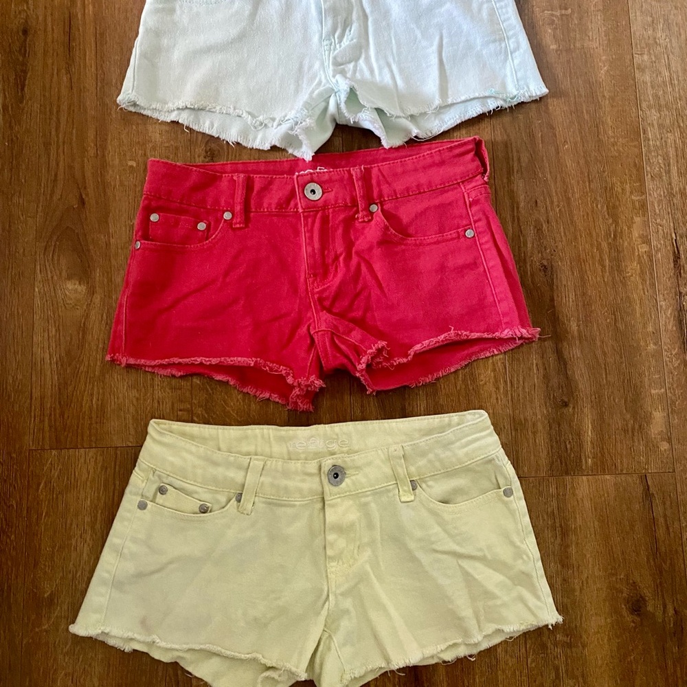 Refuge Women's Jean Shorts - Red, Yellow, light powder blue